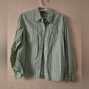 GAP Green Striped Casual Shirt